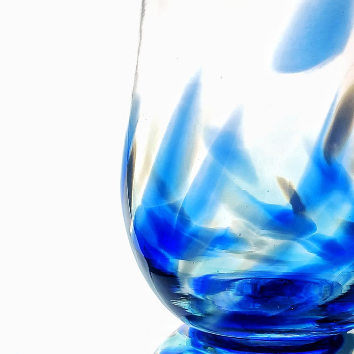 Stemless Wine Glasses - Blue Vino Breve by Furnace Glassworks