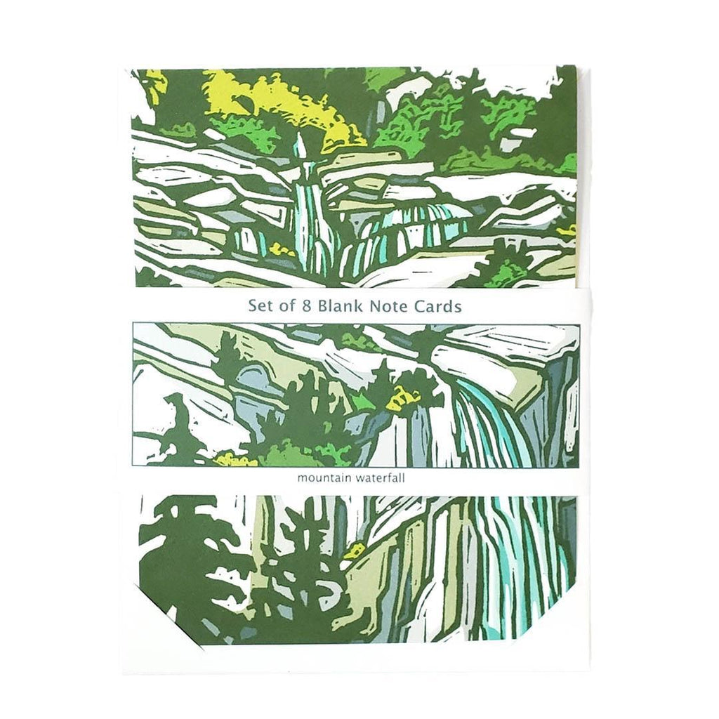Set of 8 - All Occasion - Mountain Waterfall Note Cards by Little Green