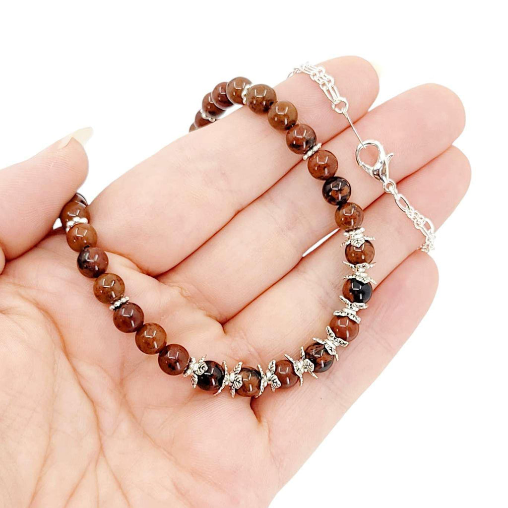 Necklace - Mahogany Obsidian Bead Chain by Tiny Aloha