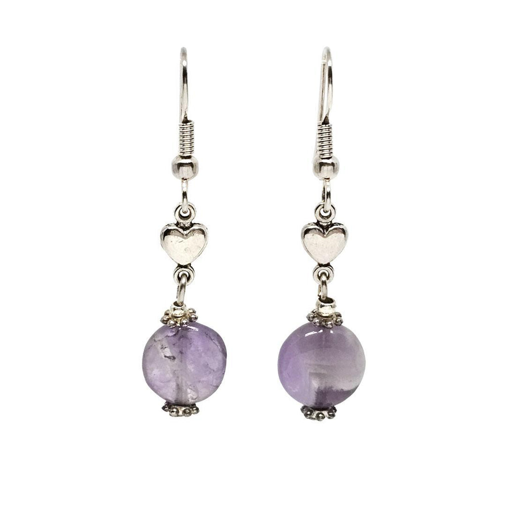 Earrings - Amethyst coins Silver plate by Tiny Aloha