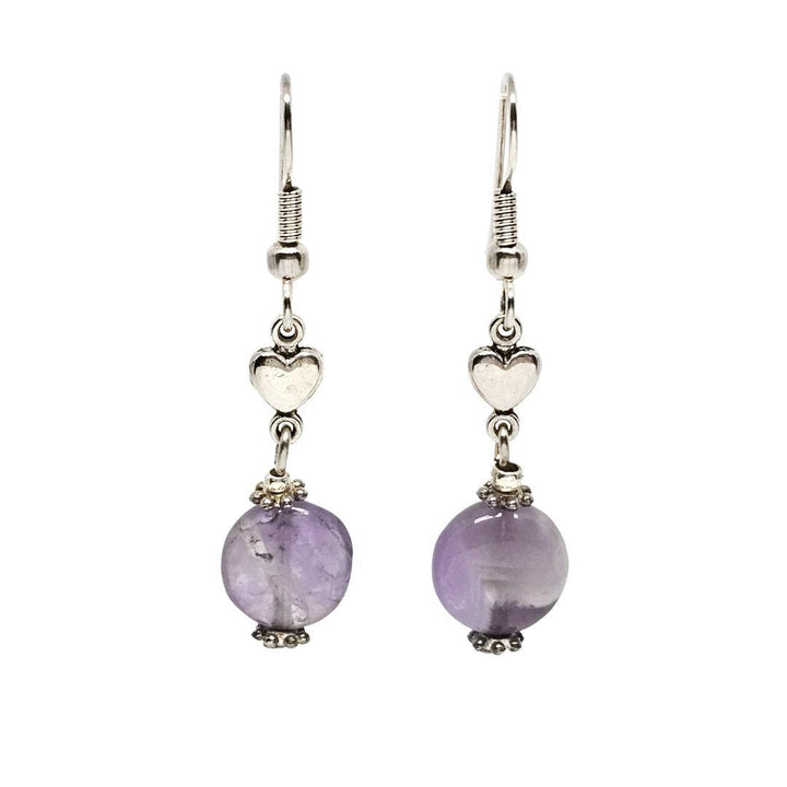Earrings - Amethyst coins Silver plate by Tiny Aloha