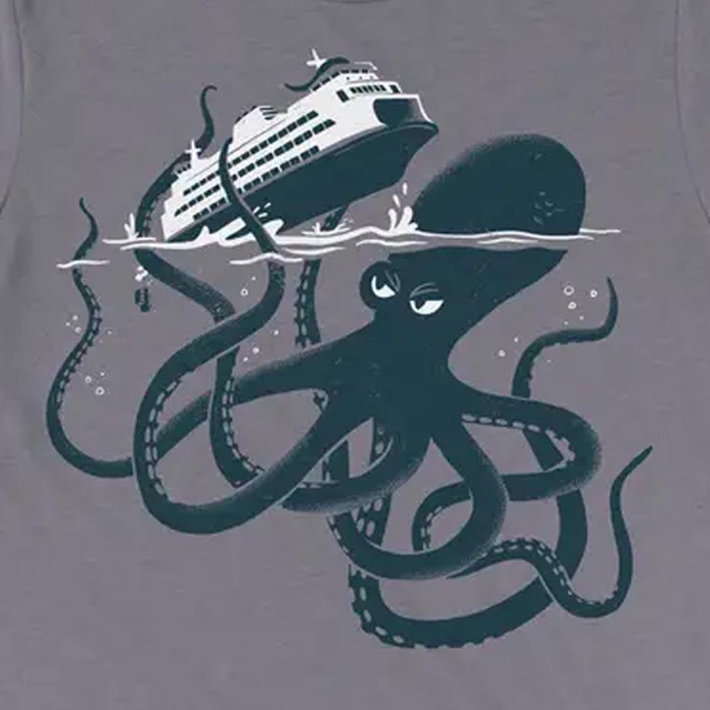 Adult Crew Neck - Kraken Ferry Heather Storm Gray Tee (XS - 3XL) by Factory 43