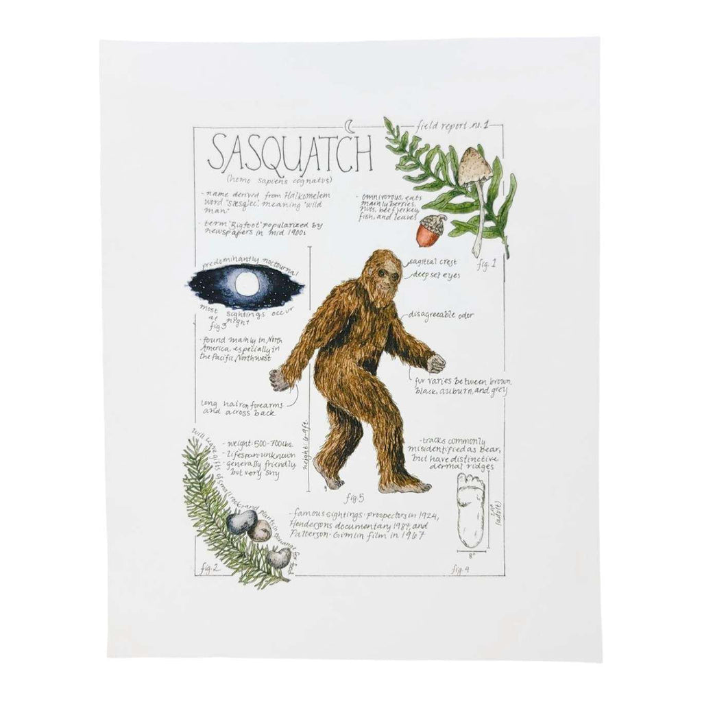 Art Print - 8x10 - Sasquatch Bigfoot Field Notes by Lizzy Gass