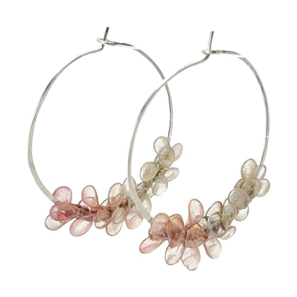 Earrings - Medium Cherry Blossom Silver Hoops (Assorted Colors) by Verso