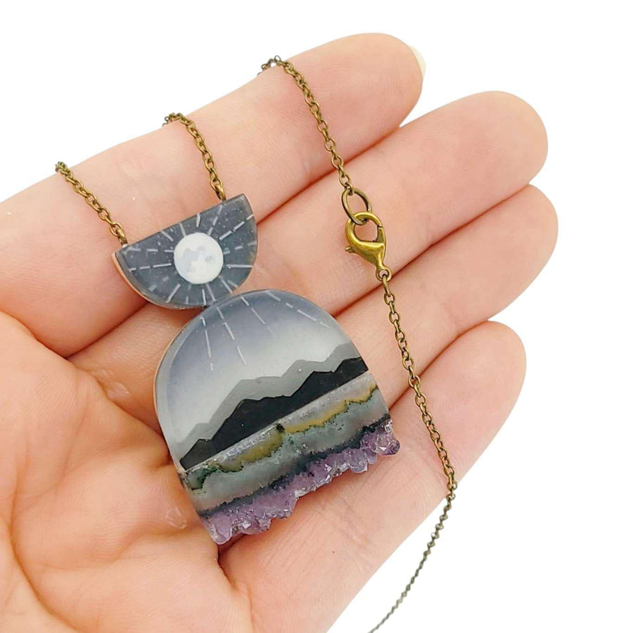 Necklace - Magic Hills Crystal (Gunmetal) by Fernworks, image 2 of 7