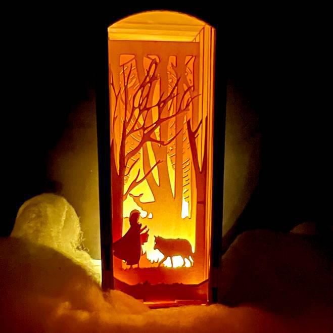Lighted Shadowbox - Little Red Riding Hood by Squirrel Taco Papercuts