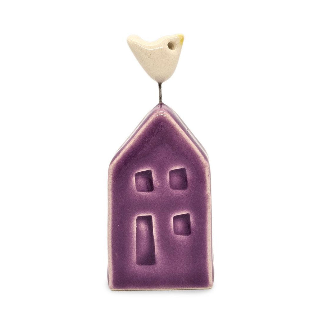 Tiny Pottery House - Magenta with Bird (Assorted Colors) by Tasha McKelvey