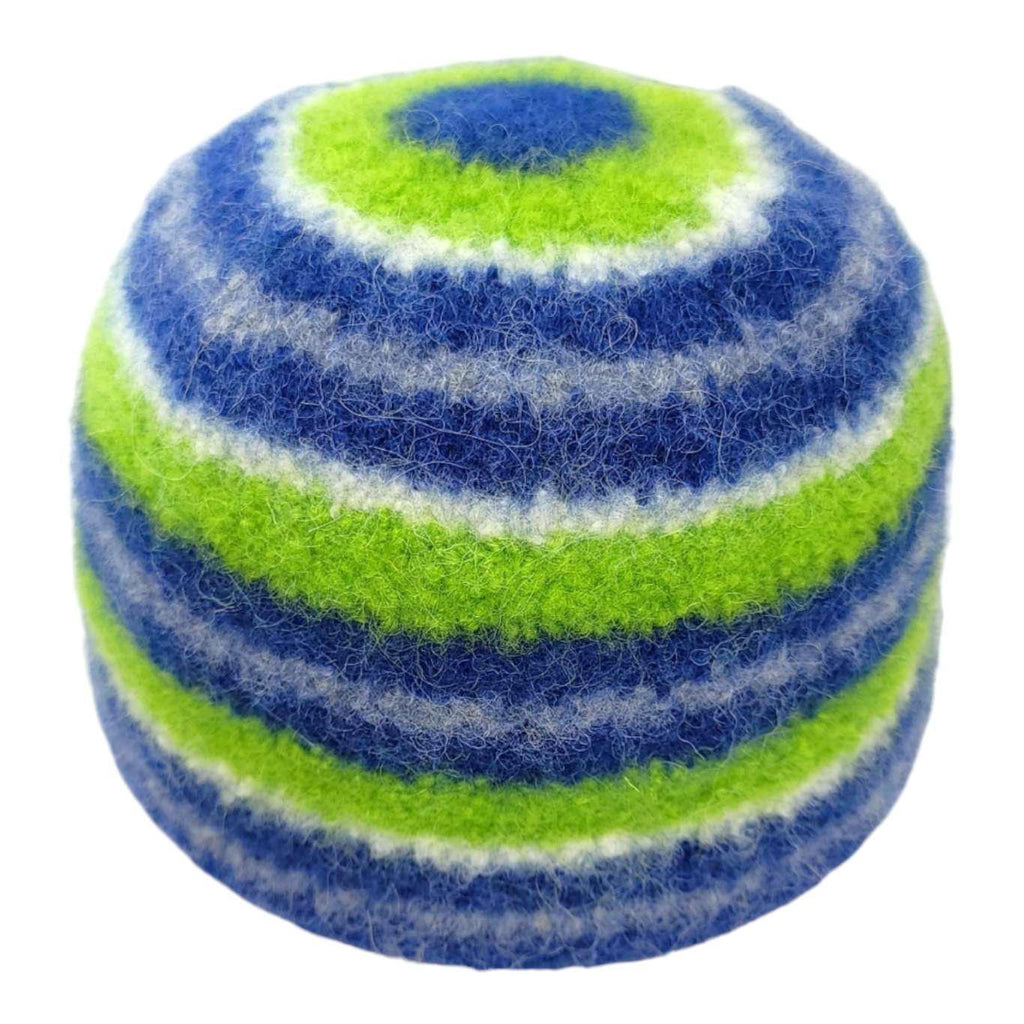 Hat - Felted Wool Cap in Blue Green Stripe (Assorted Sizes) by Snooter-doots