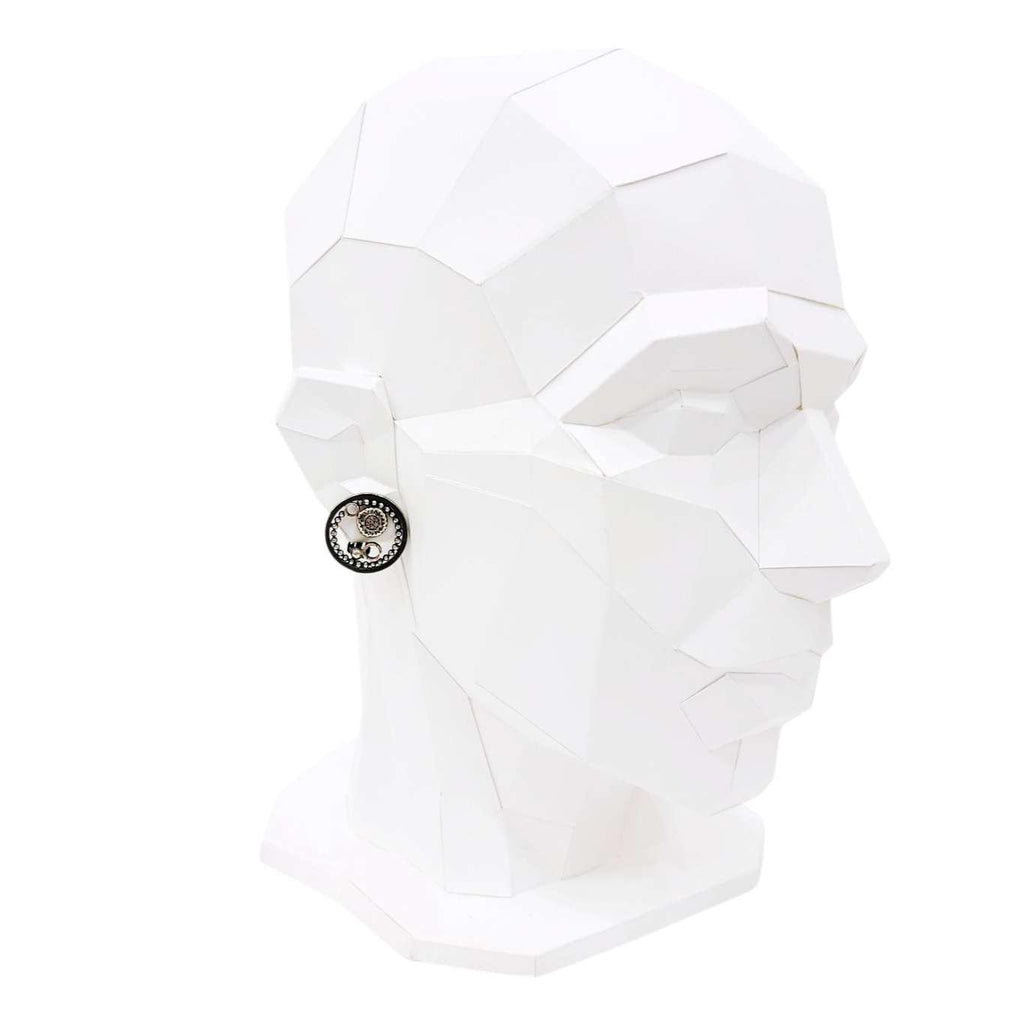 Earrings - Clip On - Pave Circles (Sterling Silver, Diamond) by 314 Studio