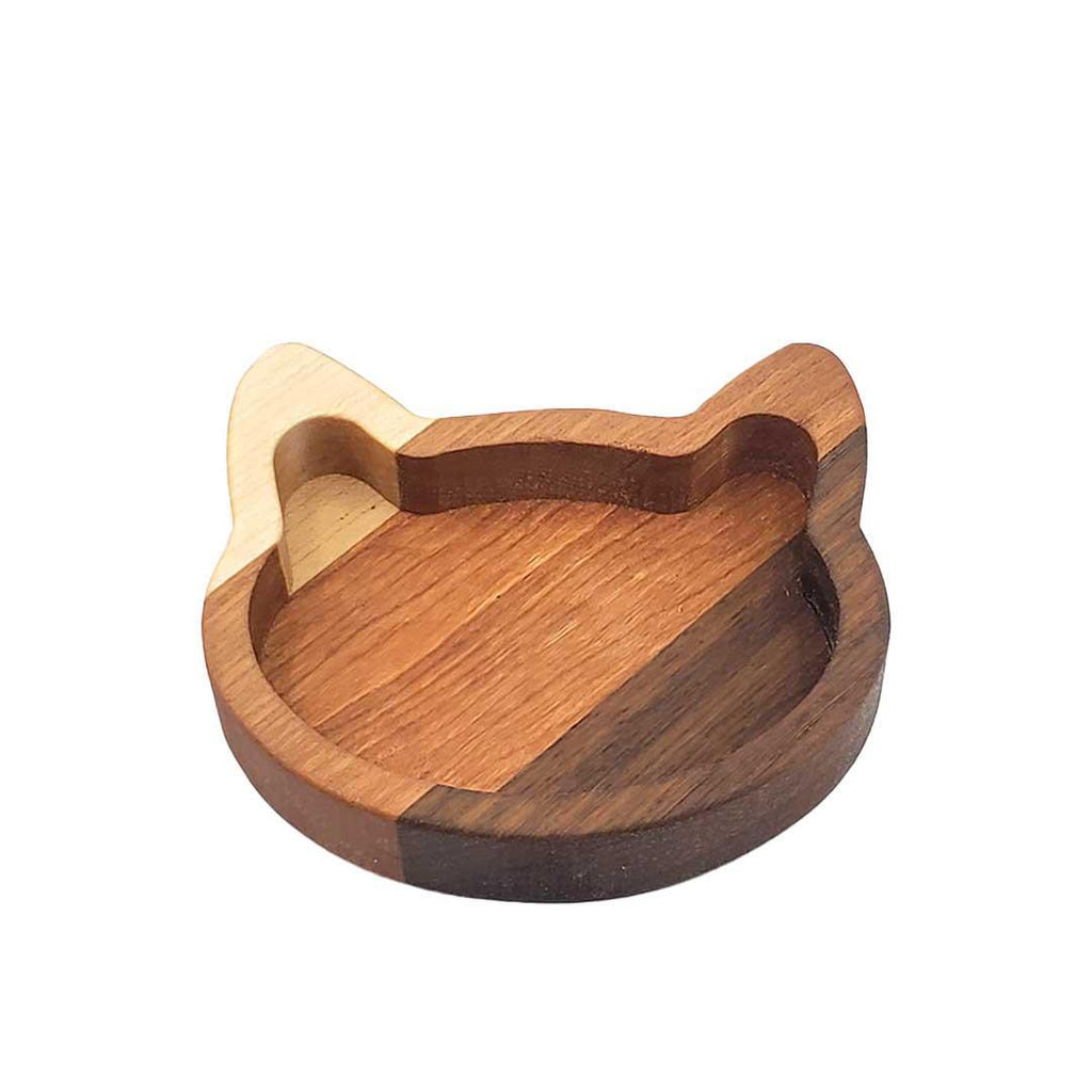 Tray - Small - Cat Head Open Tray (Assorted Diagonal Mixed Wood Trios) by Saving Throw Pillows