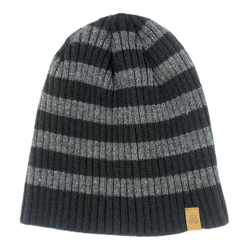 Adult Hat -  Lucky Beanie (Black / Gray Stripe) by G & L Positive Goods
