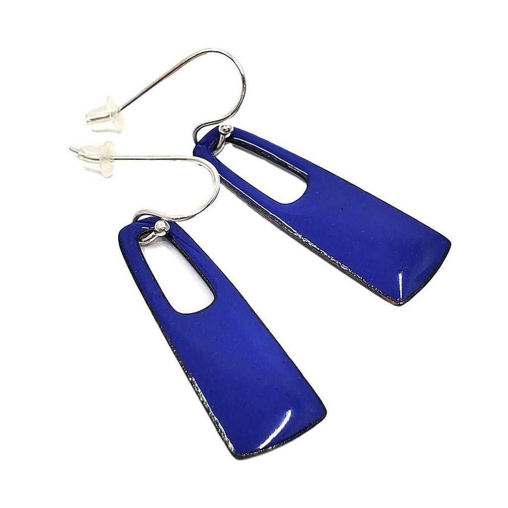 Earrings - Small Open Rectangle (Ultramarine Blue) by Magpie Mouse Studios