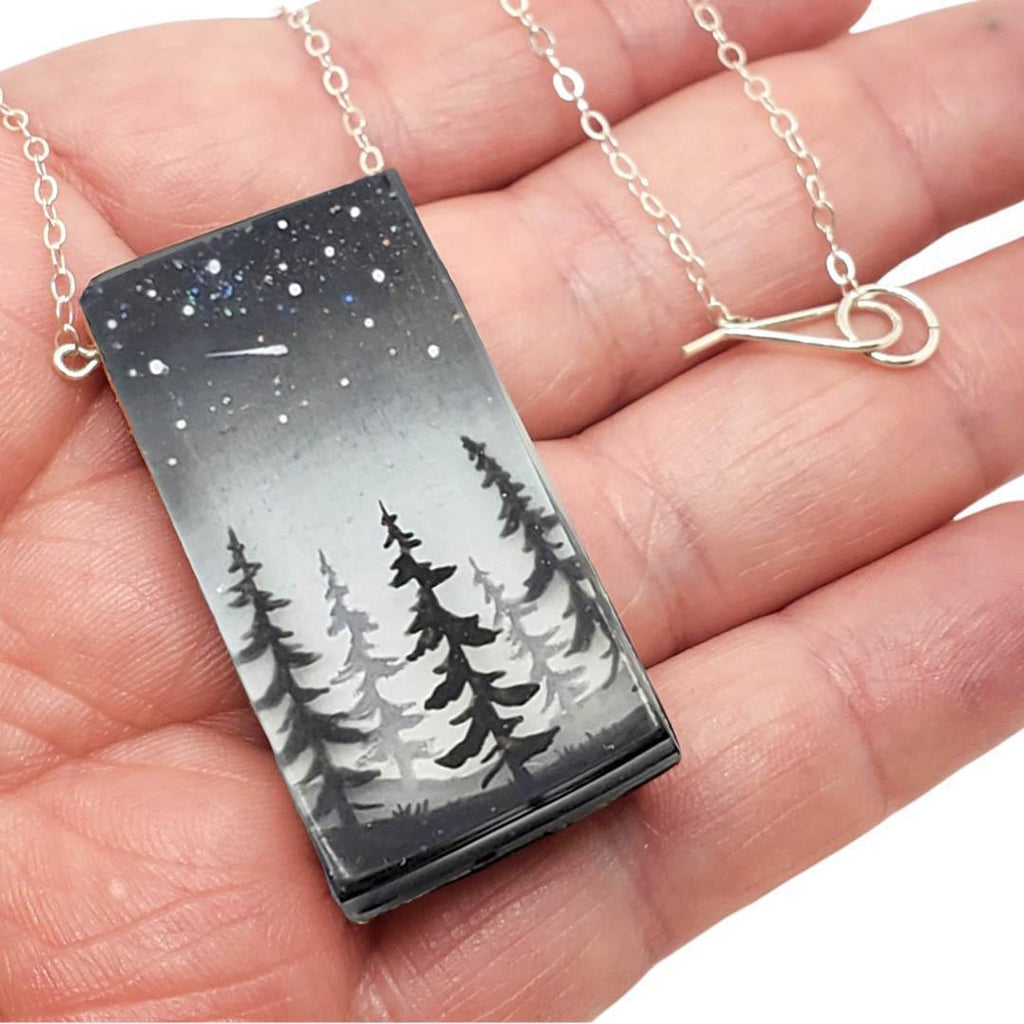 Necklace - Glitter Pines Painted by Fernworks