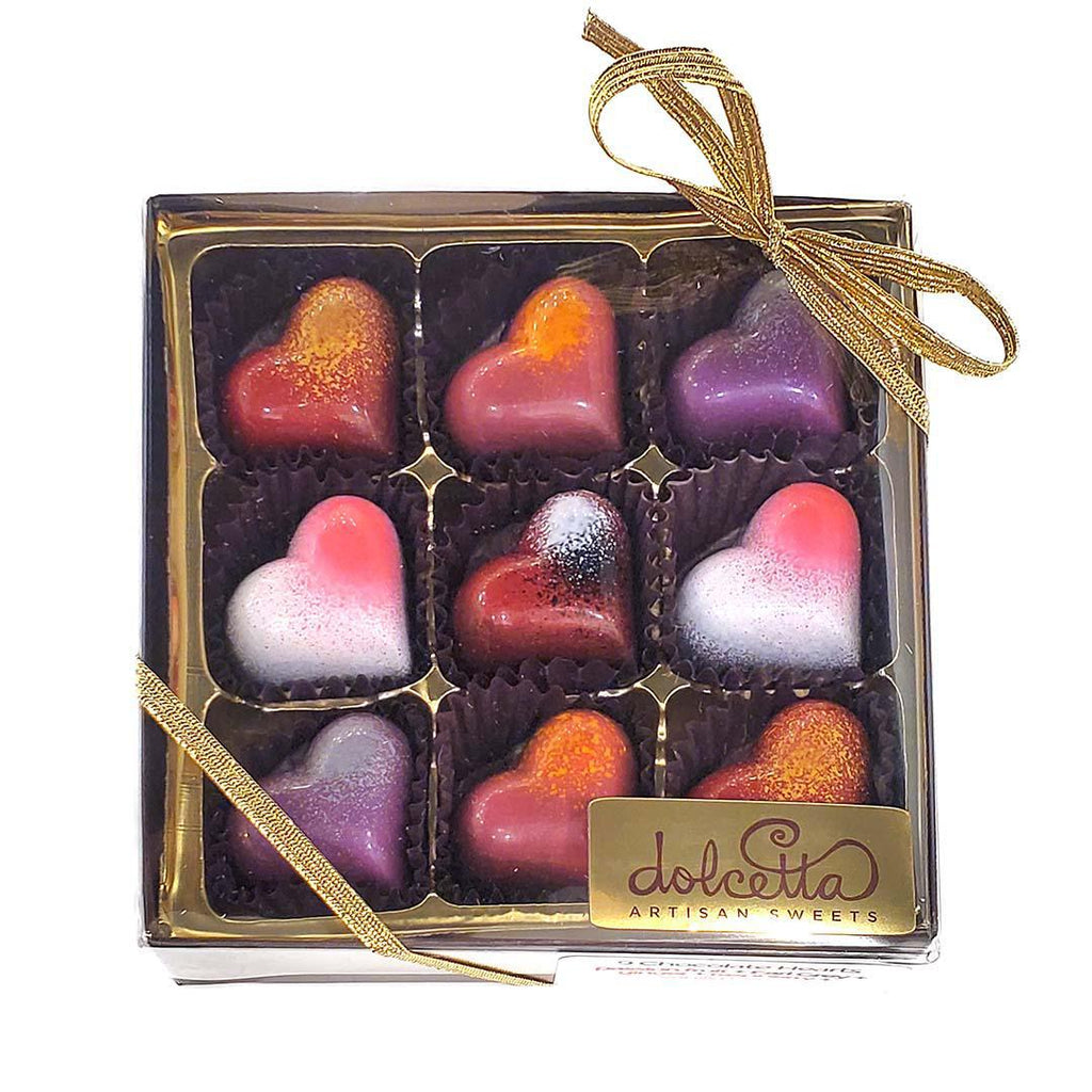 Chocolate Heart Bonbons - Set of 9 by Dolcetta Artisan Sweets