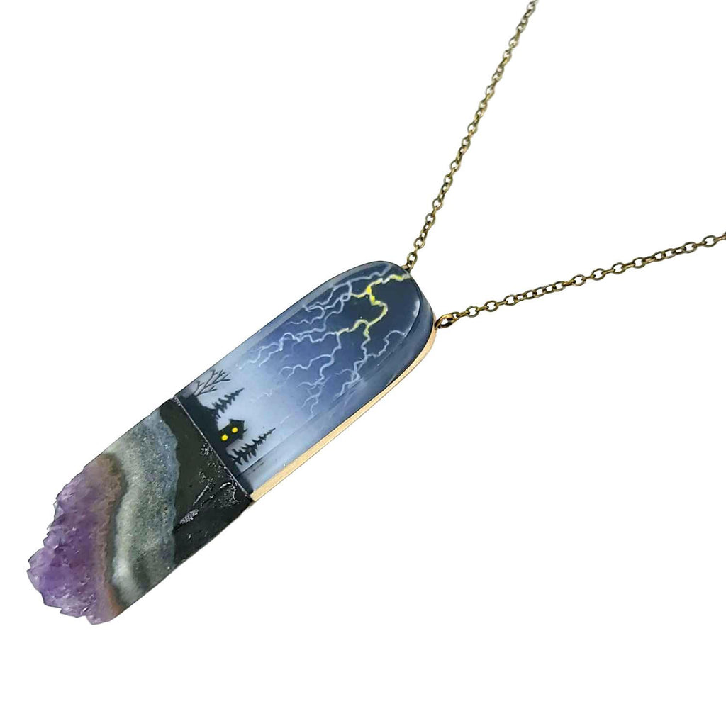 Necklace - Lightning Crystal (Amethyst) by Fernworks