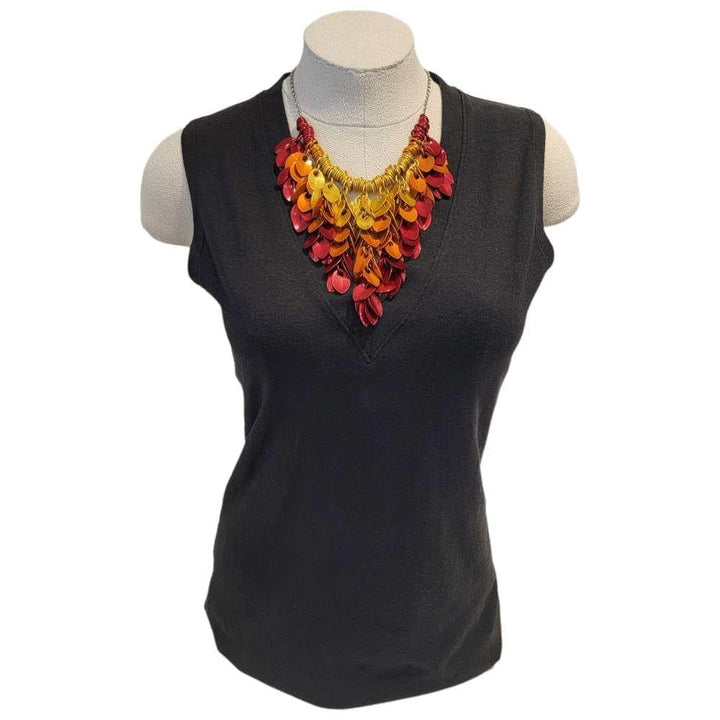 Necklace - Statement Leafy Cascade Bib (Flame) by Rebeca Mojica