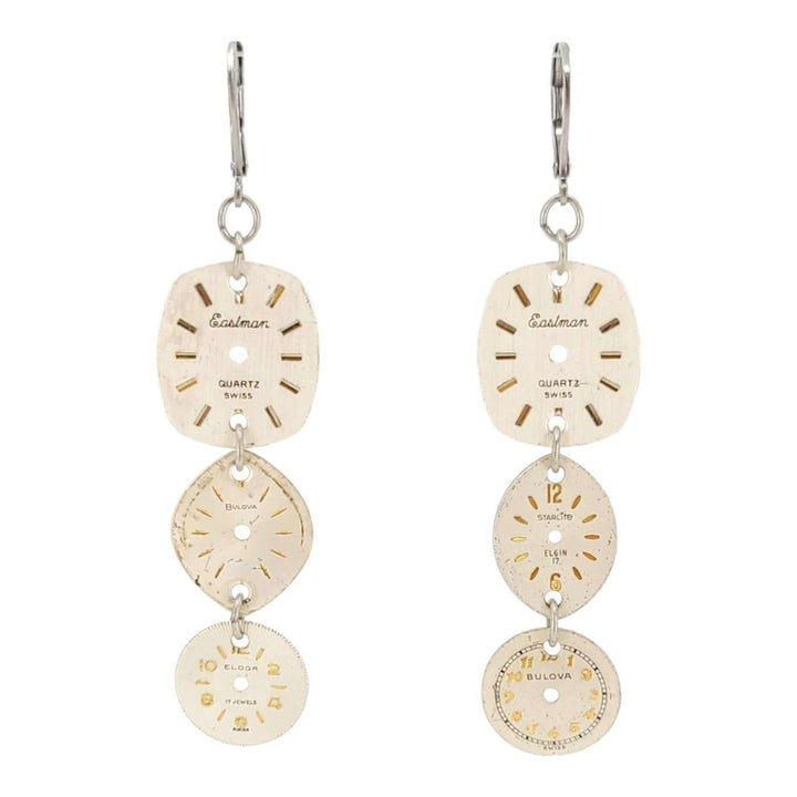 Earrings - Watch Dial Trio - Stainless Steel by Christine Stoll Studio