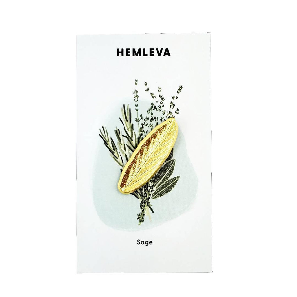 Enamel Pin - Gold Sage Leaf by Hemleva