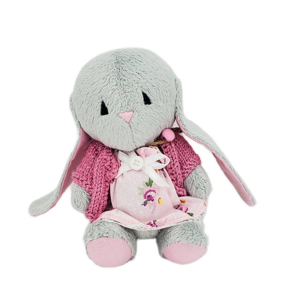 Plush - Gray Bunny in Flower Dress by Frank and Bubby