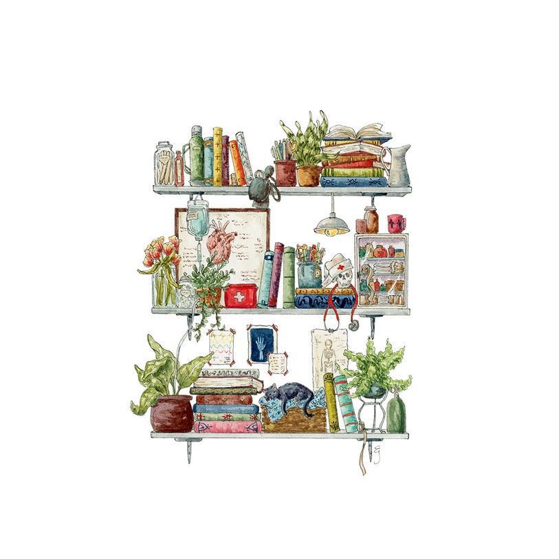 Art Print - 8x10 - The Nurse's Shelves by Lizzy Gass