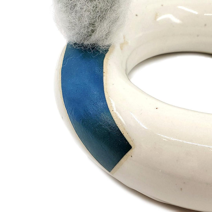 Extra Large Plush Cactus - Espostoa Melanostele in Teal Donut Pot by Hook And Wheel