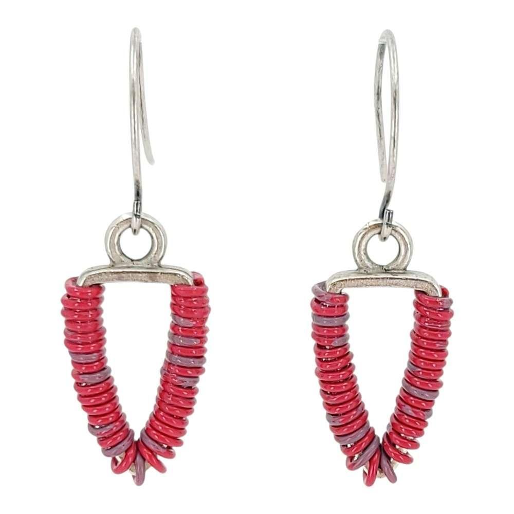 Earrings - Arrowhead Dangles (Red Telecom Wire) by XV Studios