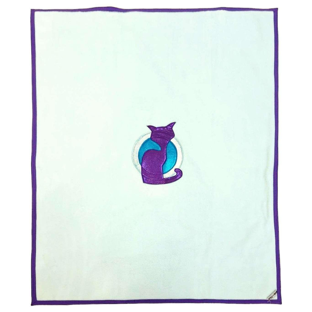 Blanket - Seafoam Blue with Purple Cat by World of Whimm