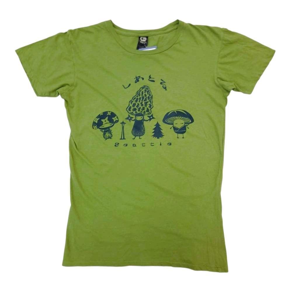 Adult Tee - Mushroom Ninja Trio Seattle on Grass Green Crew Neck Tee (XL) by Namu