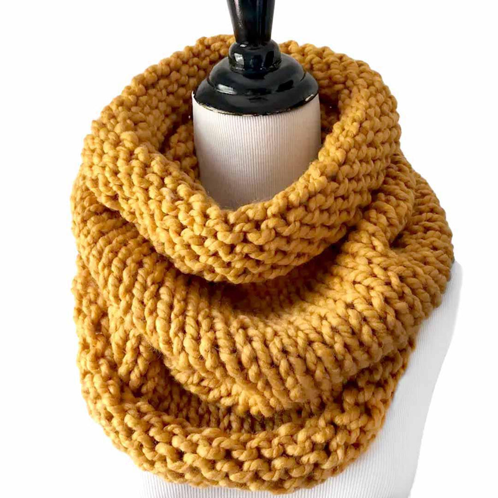 Cowl Large - Tapered Neckwarmer in Solid Mustard Yellow by Nickichicki