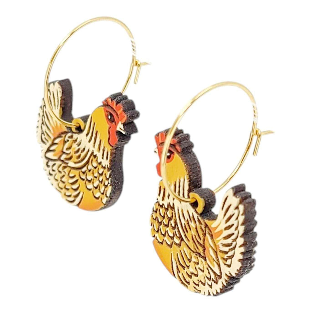 Earrings - Buff Orpington Chicken (Gold Hoops) by Fresh Cuttery