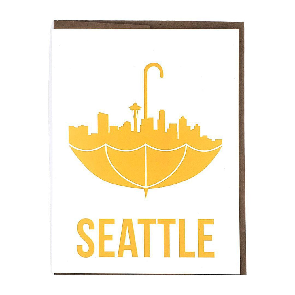 Card - Seattle Yellow Umbrella by Orange Twist