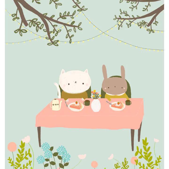 Art Print - 8x10 - Tea and Pie in the Garden by Chet and Dot