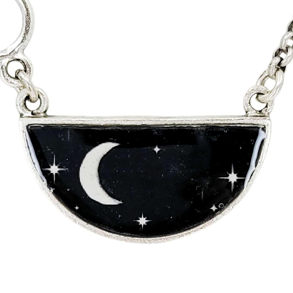 Necklace - Night Sky Half-Round Resin Silver by Christine Stoll |Altered Relics