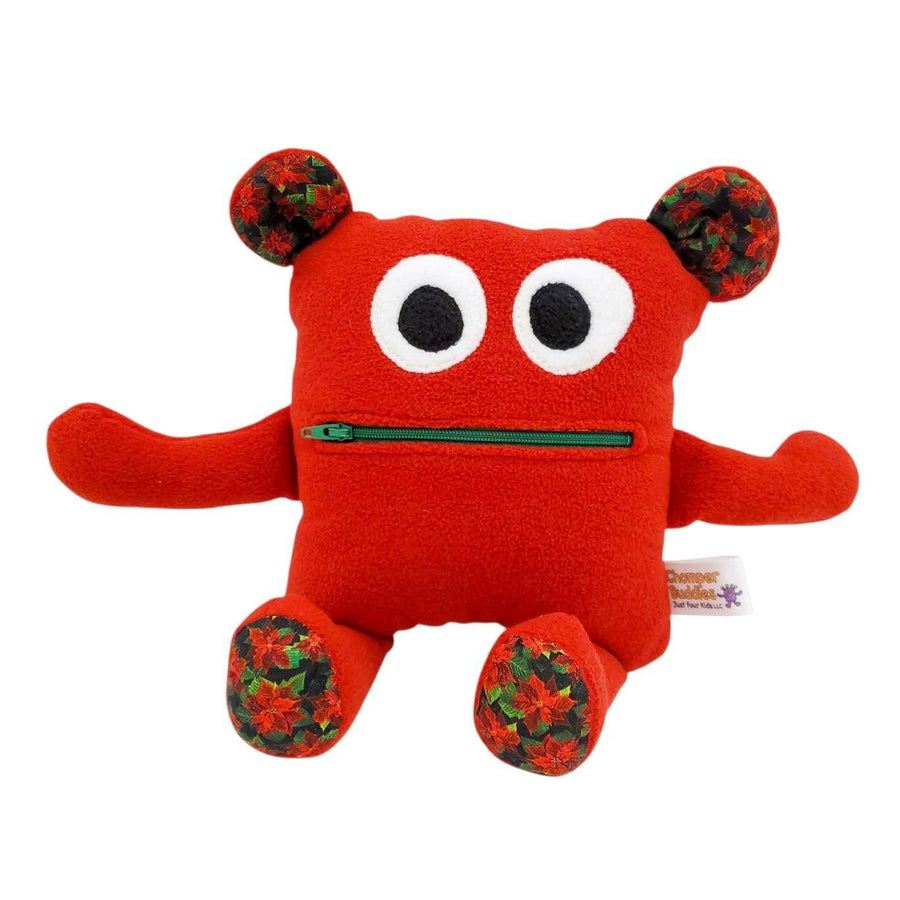 Plush - 11in - Small Chomper Buddy (Red Poinsettias) by Peek A Boo Plush, image 1 of 7