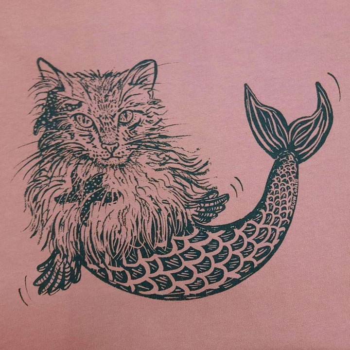 Adult Relaxed Fit - Mer-Cat Vintage Mauve Tee (S - 2X) by Slow Loris