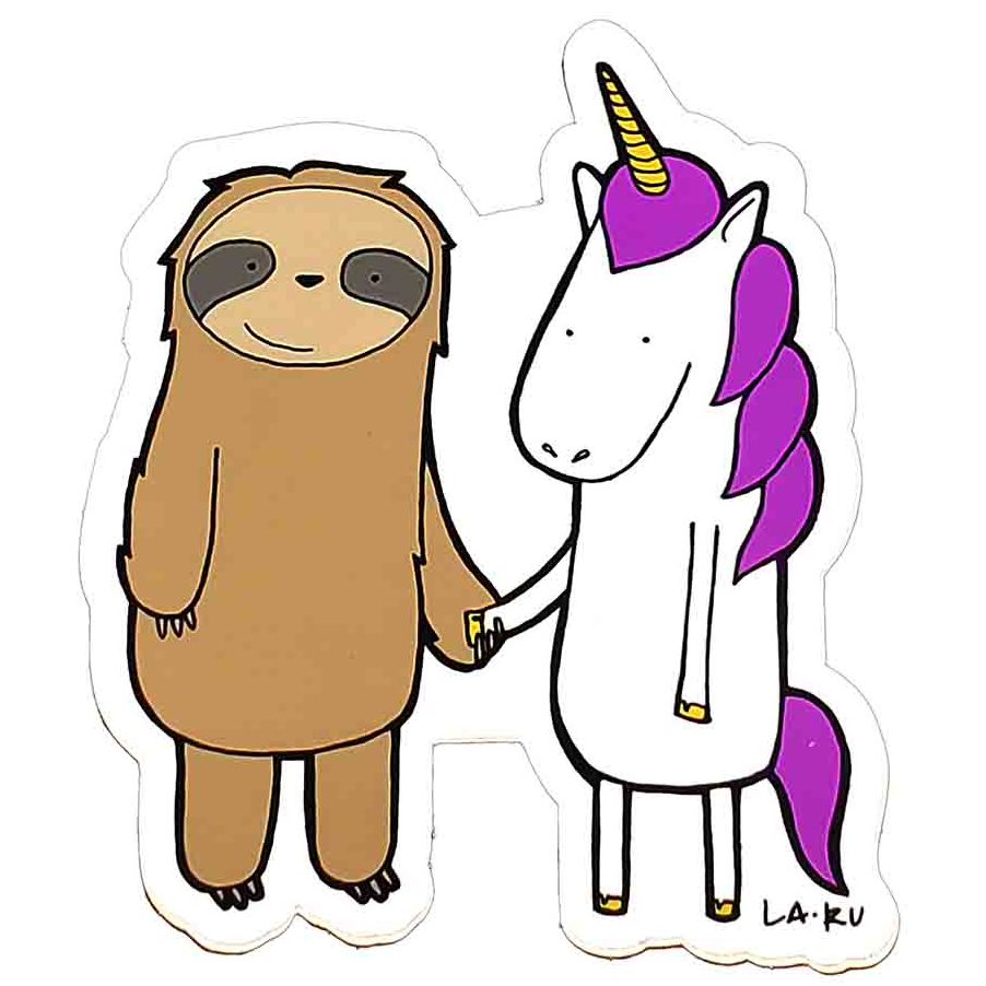 Sticker - Sloth and Unicorn Friends by La Ru