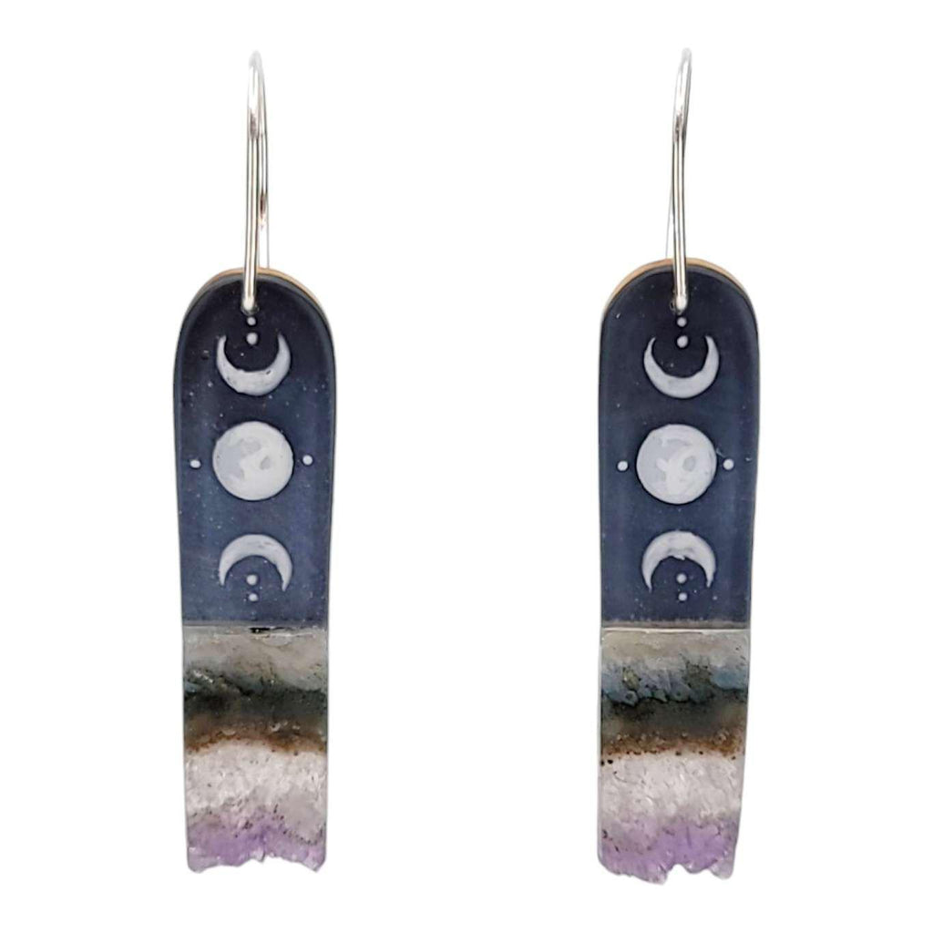 Earrings - Crystal Moons (Amethyst) by Fernworks