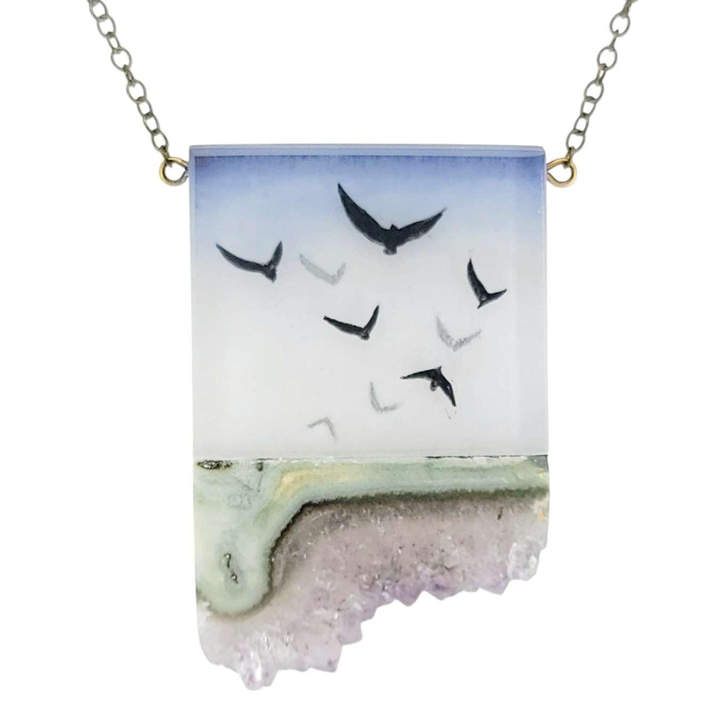 Necklace - Flock Crystal (Gunmetal) by Fernworks