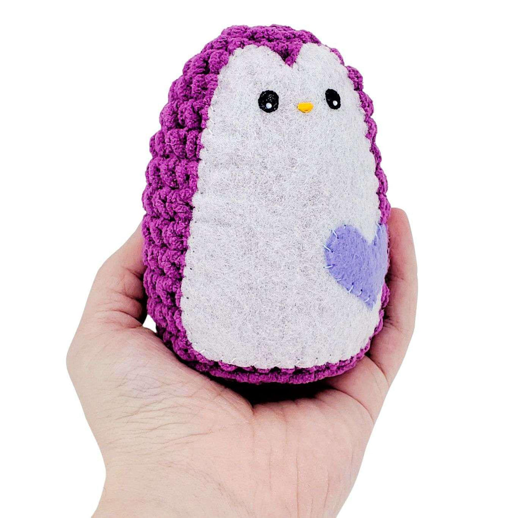 Plush Toy - Medium Penguin (Purple with Purple Heart) by Moyo Workshop