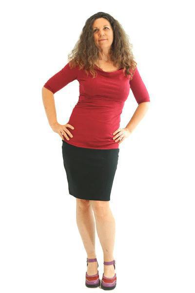 Skirt - Jet Black Fitted Knee Length Pencil Skirt (Size L Last One!) by Texture Clothing