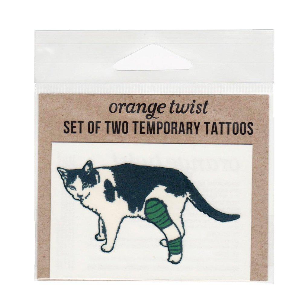 Temporary Tattoos - Kitty Cast (Cat in a Cast - Set of 2) by Orange Twist