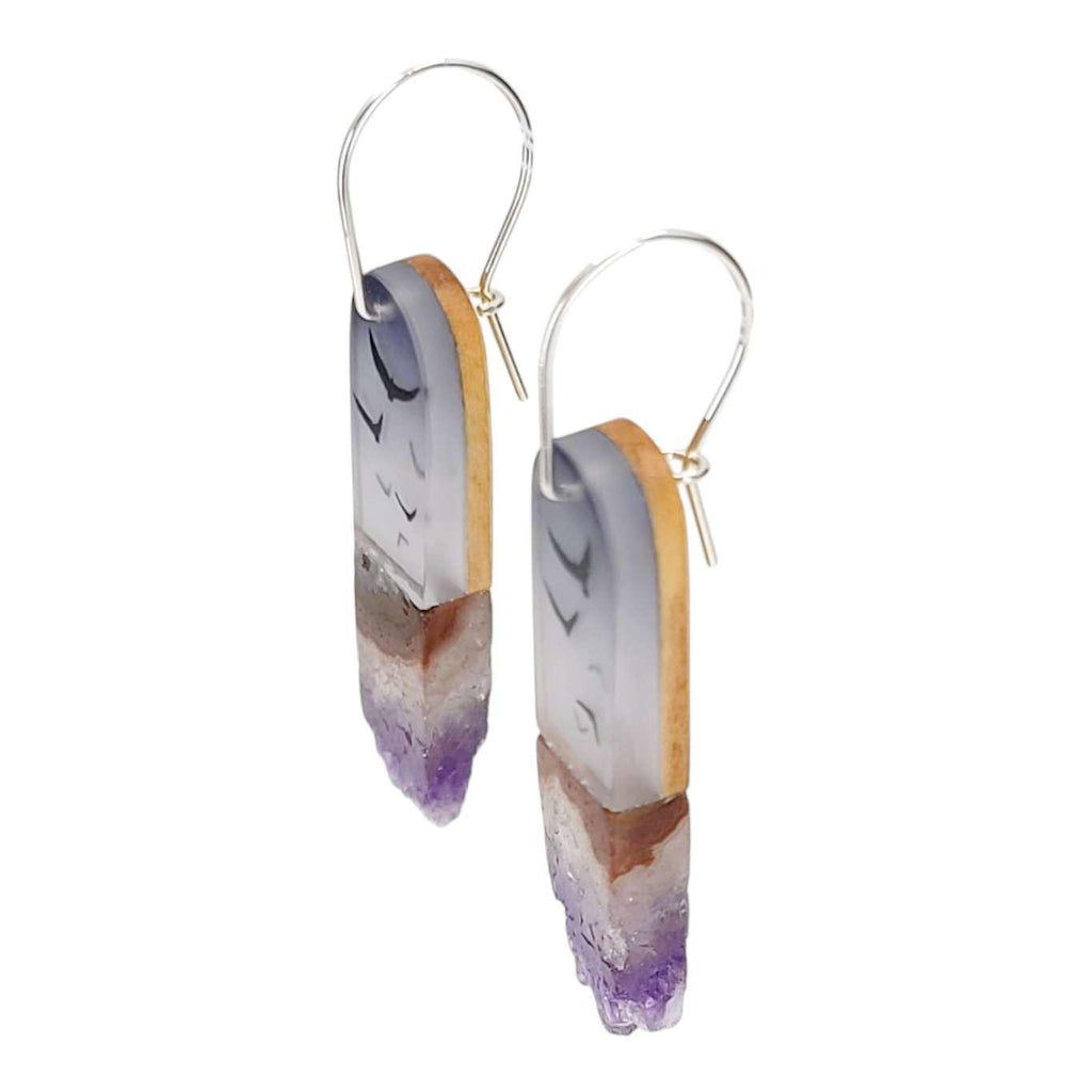 Earrings - Crystal Flock (Smoky Amethyst) by Fernworks