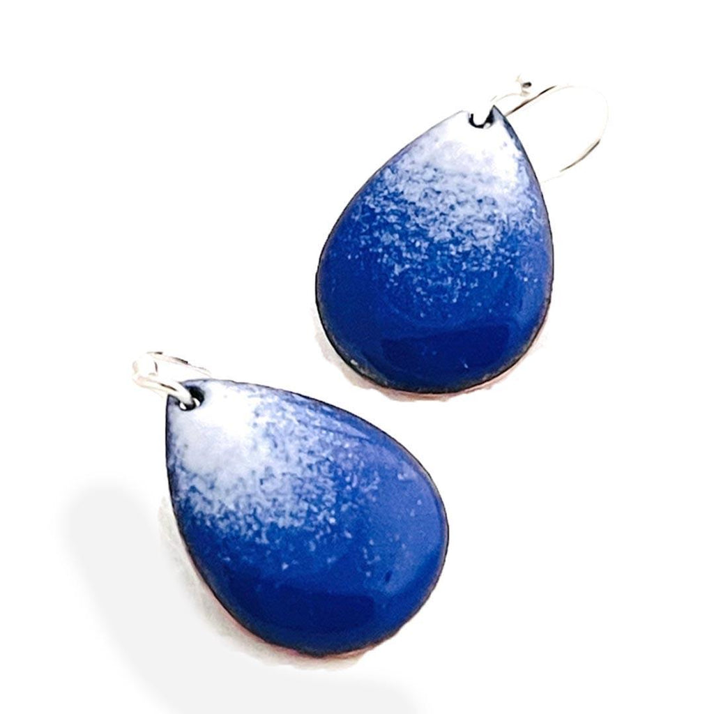 Earrings - Small Teardrop (Ultramarine Blue White Gradient) by Magpie Mouse Studios