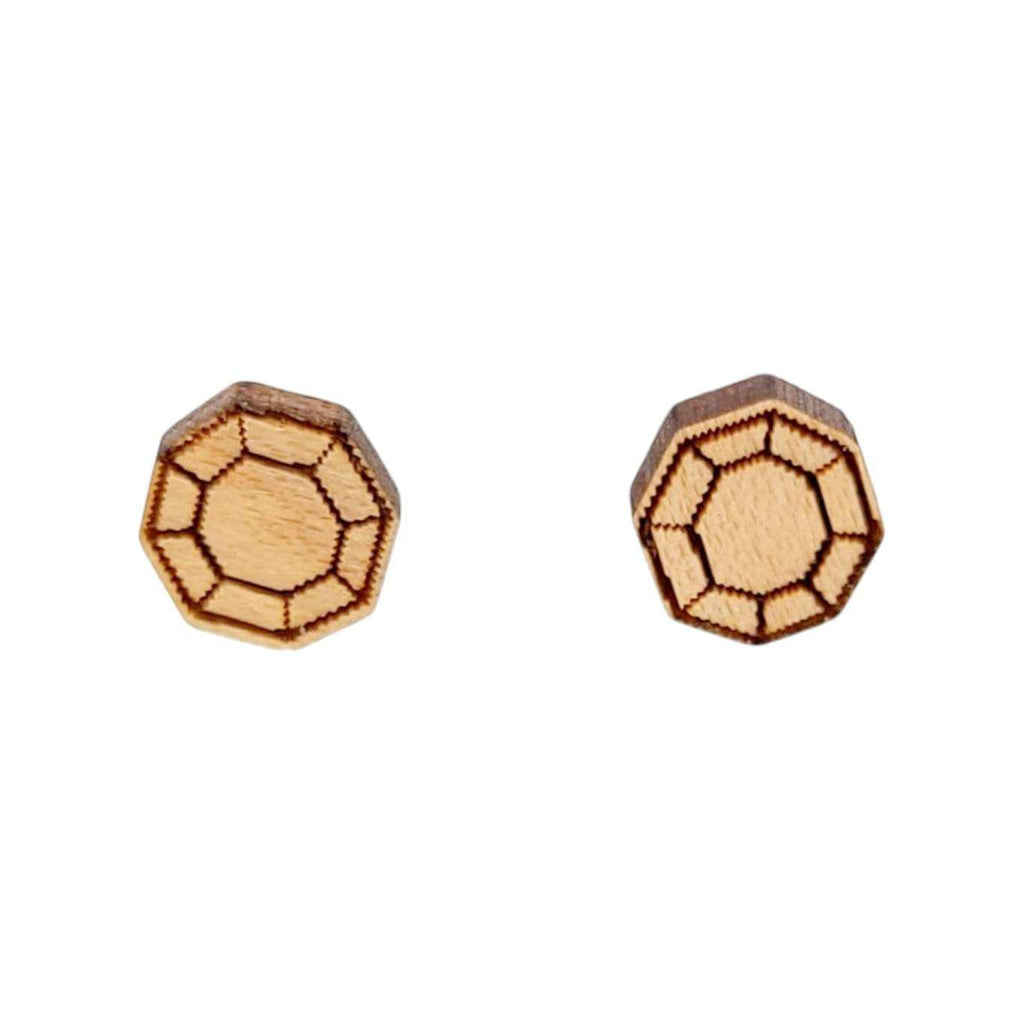 Earrings - Wooden Hex Jewel Posts by World Of Whimm