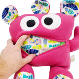 Plush - 14in - Large Chomper Buddy (Bright Pink Fish) by Peek A Boo Plush, image 5 of 7