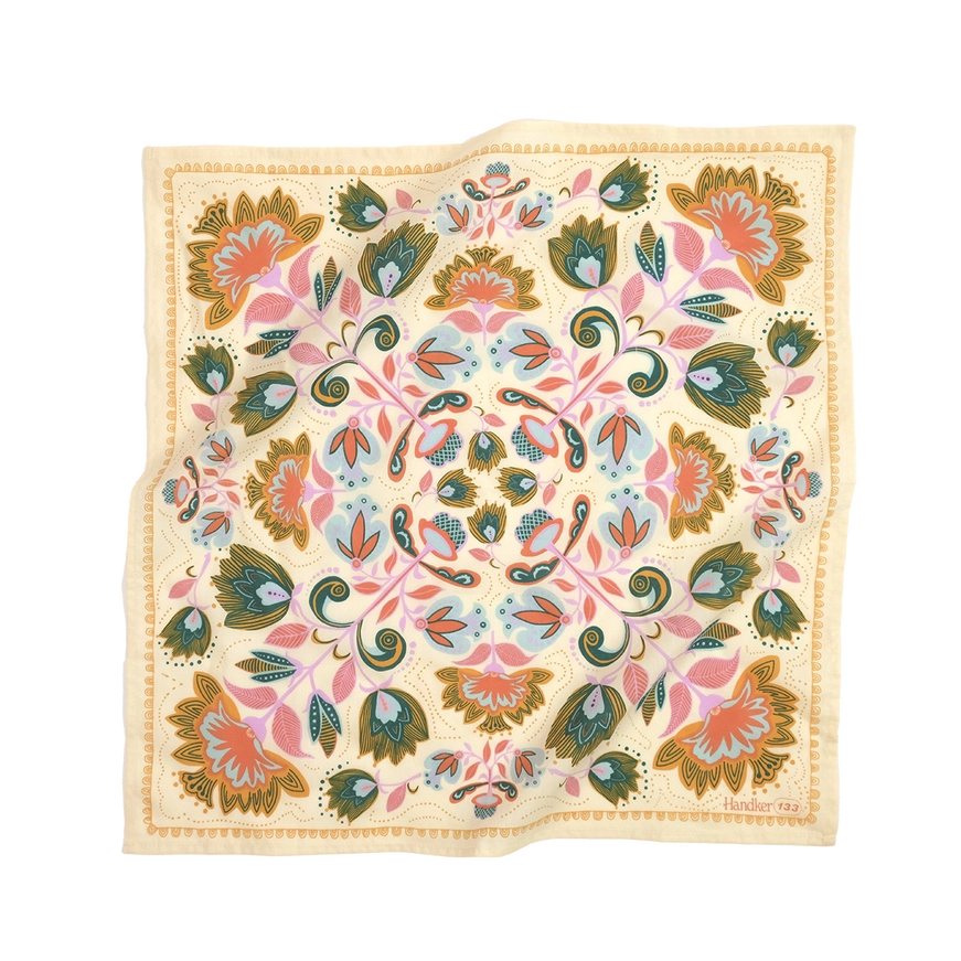 Bandana - Ingrid (Cream Multi Floral) by Handker Bandanas