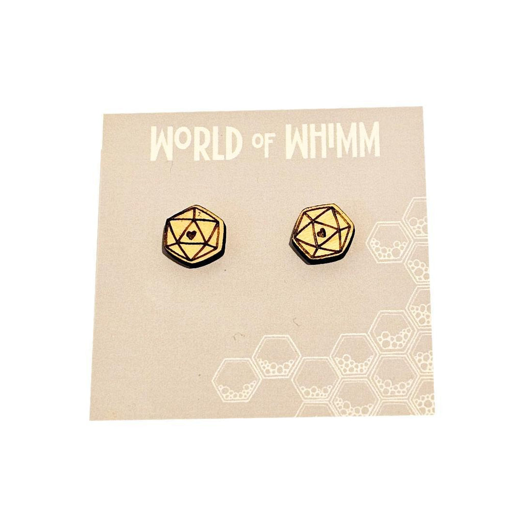 Earrings - Wooden D20 Posts by World Of Whimm