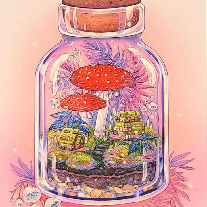 Art Print - 6x8in - Mushroom Terrarium by Nimasprout