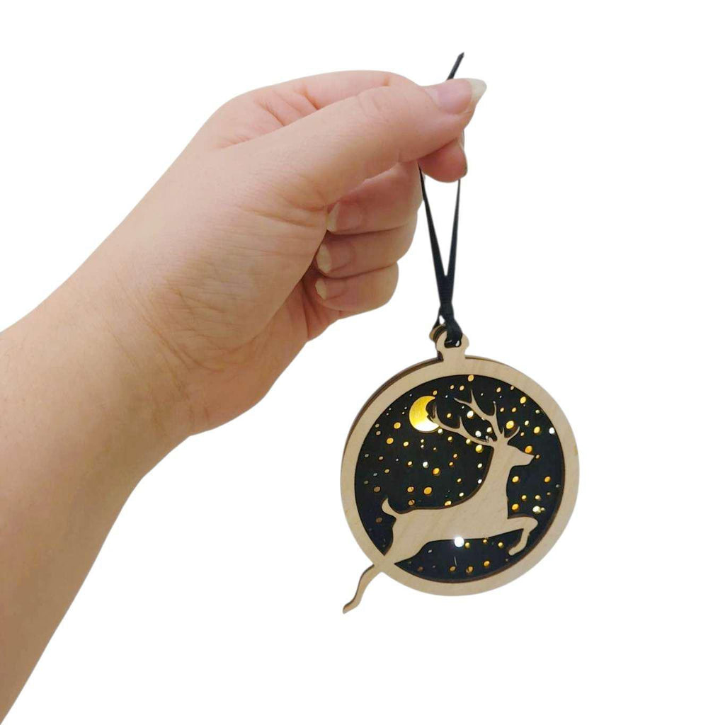 Ornament - Light Up Wood (Deer) by Squirrel Tacos Papercuts