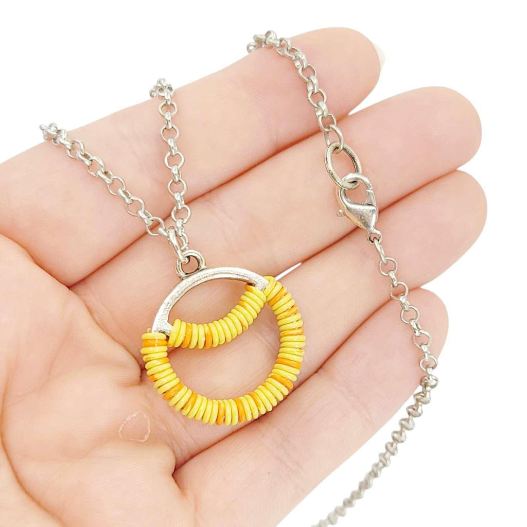 Necklace - Sunrise Circle (Yellow Orange Telecom Wire) by XV Studios